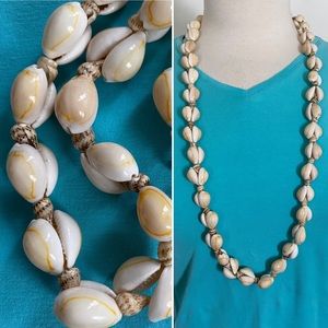 Vintage Cowrie Shell Necklace with Mini Seashells